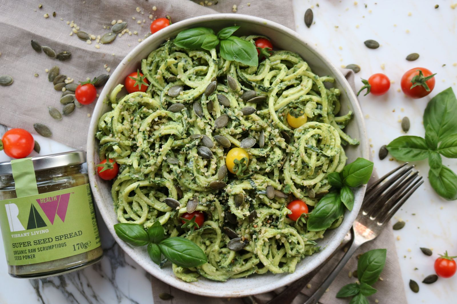 Raw Super Seed Pesto Zoodles | Raw Vibrant Living