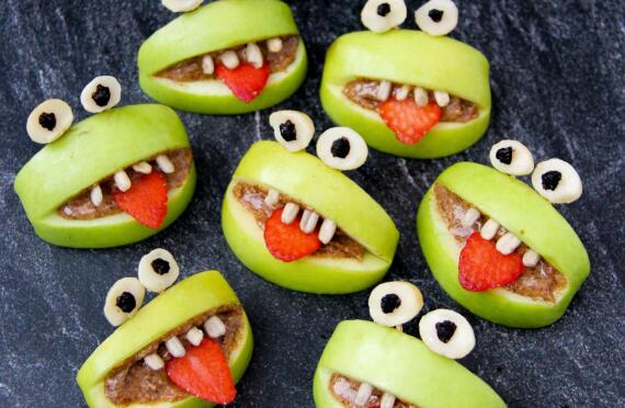 Halloween Apple Mouths with Nut Butter image
