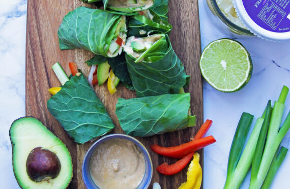 Raw crunchy vegetable wraps with cashew sour cream image