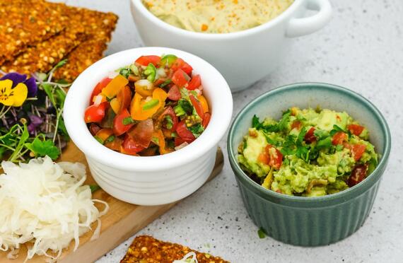 Raw Crackers with Trio of Dips image
