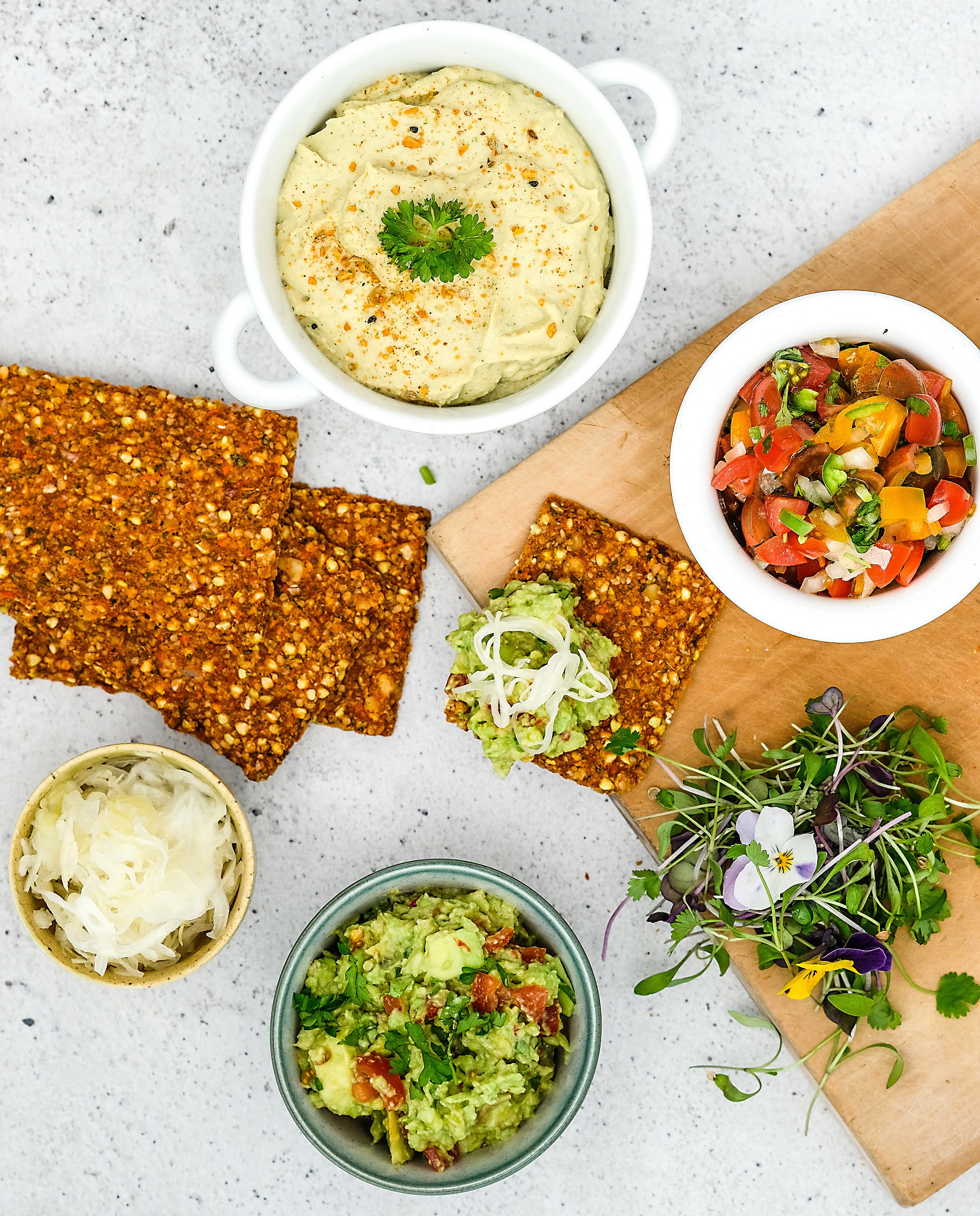 Raw Crackers with Trio of Dips | Raw Vibrant Living