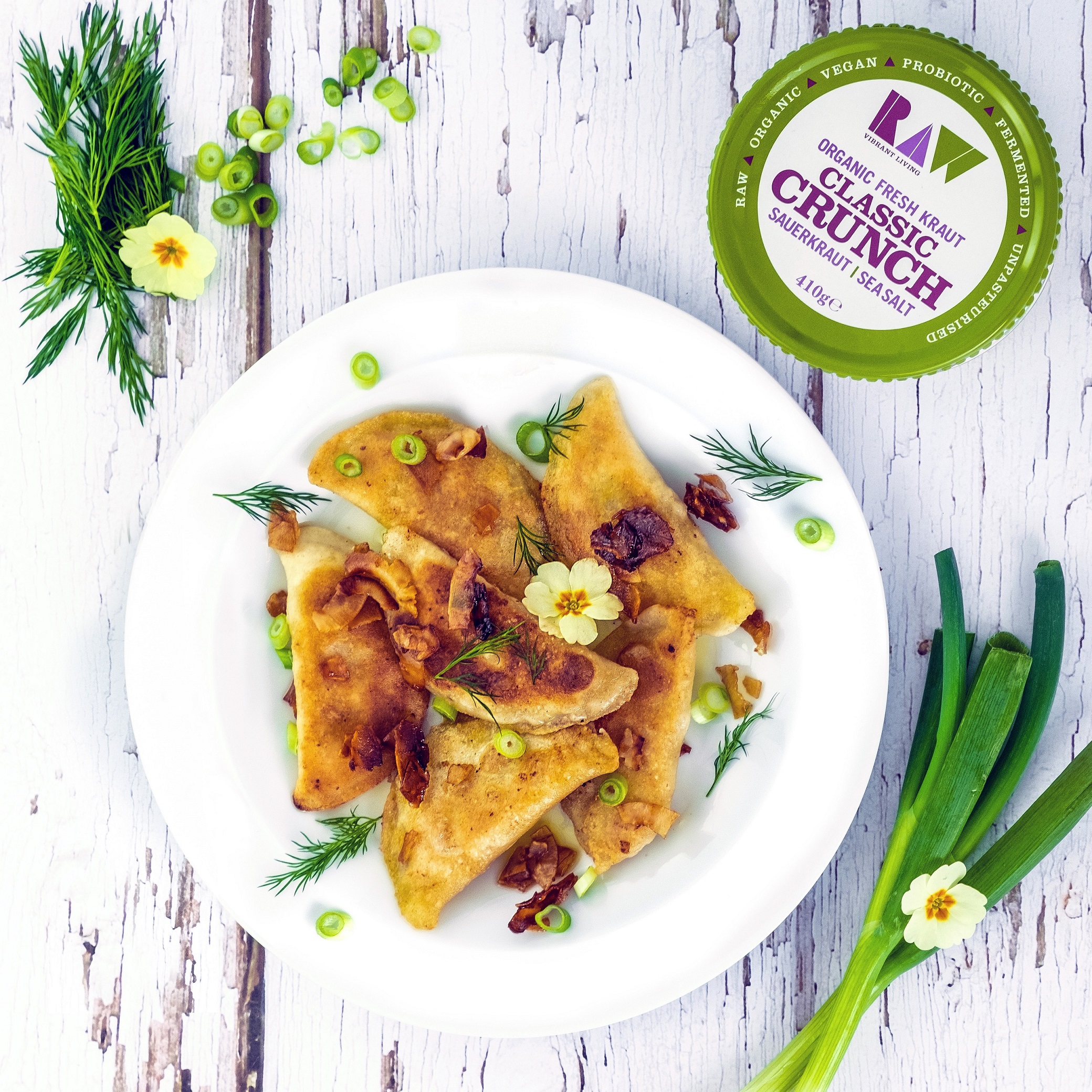 Vegan Sauerkraut Pierogi with Coconut Bacon | Raw Vibrant Living