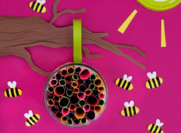 Recycled Sauerkraut Jar Buzzing Bee Hive image