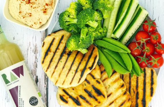 Homemade Flatbread and Crudite Platter with ACV Houmous image