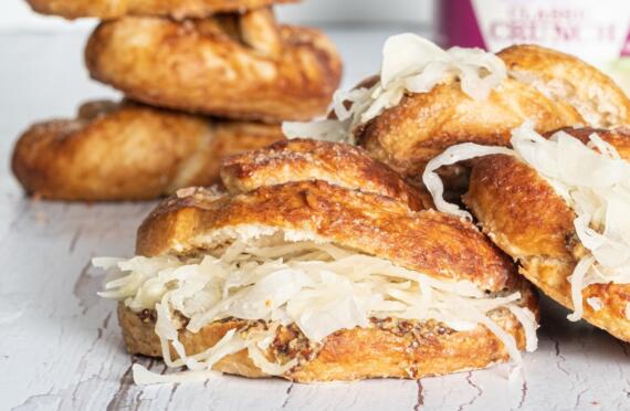 Oktoberfest Soft Baked Pretzels with Sauerkraut image