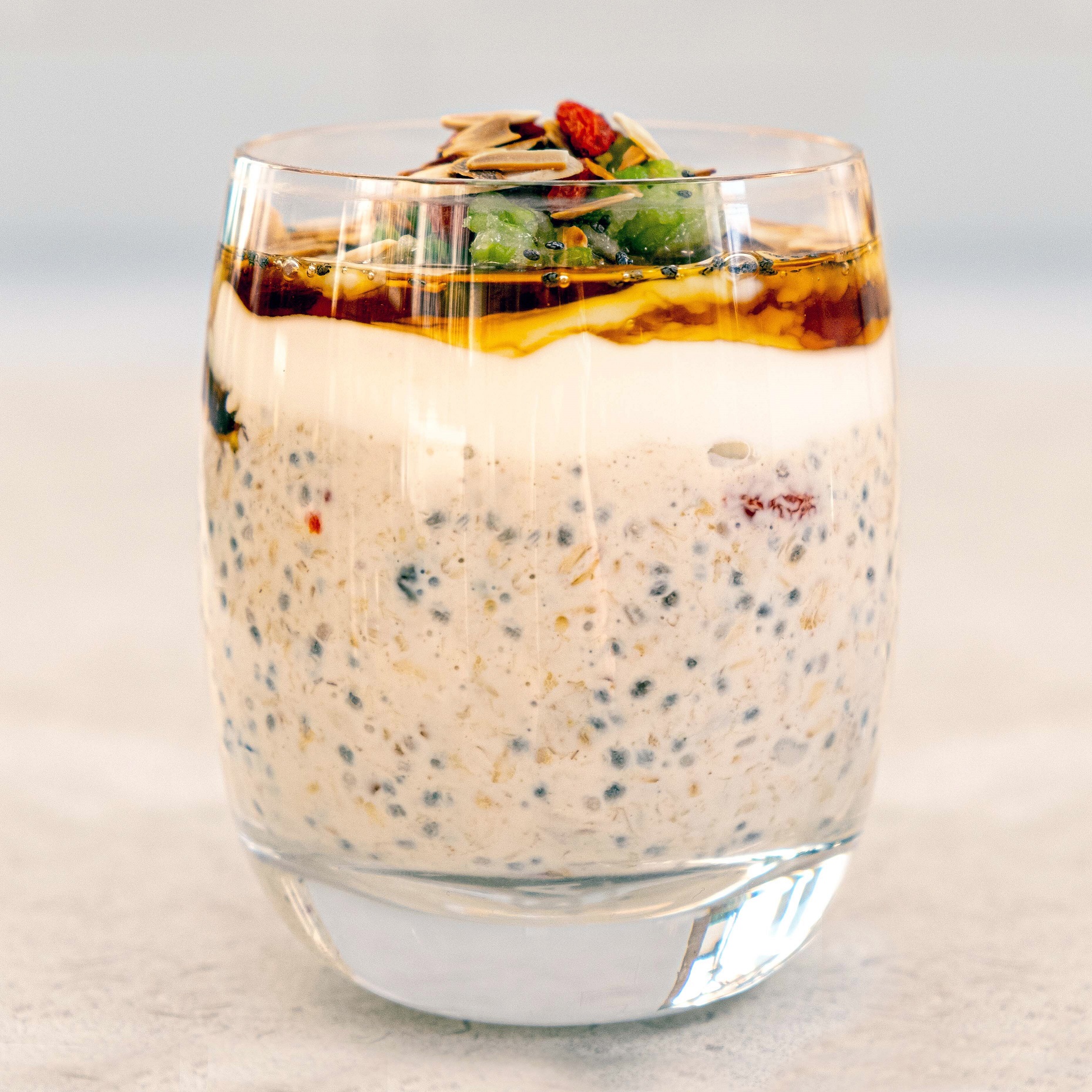 Chia Bircher Muesli with Honey Topping | Raw Vibrant Living