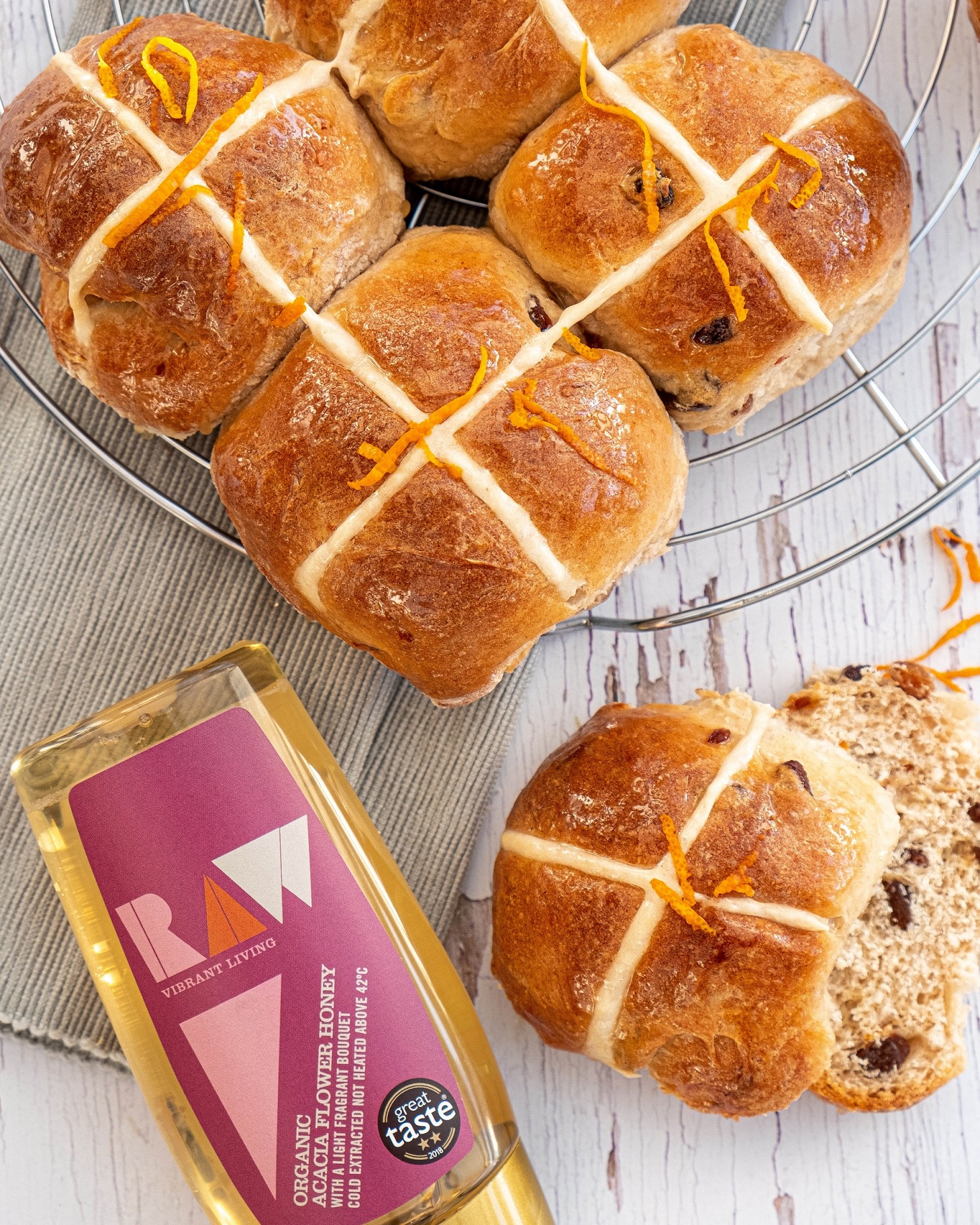 Honey Glazed Earl Grey Hot Cross Buns | Raw Vibrant Living