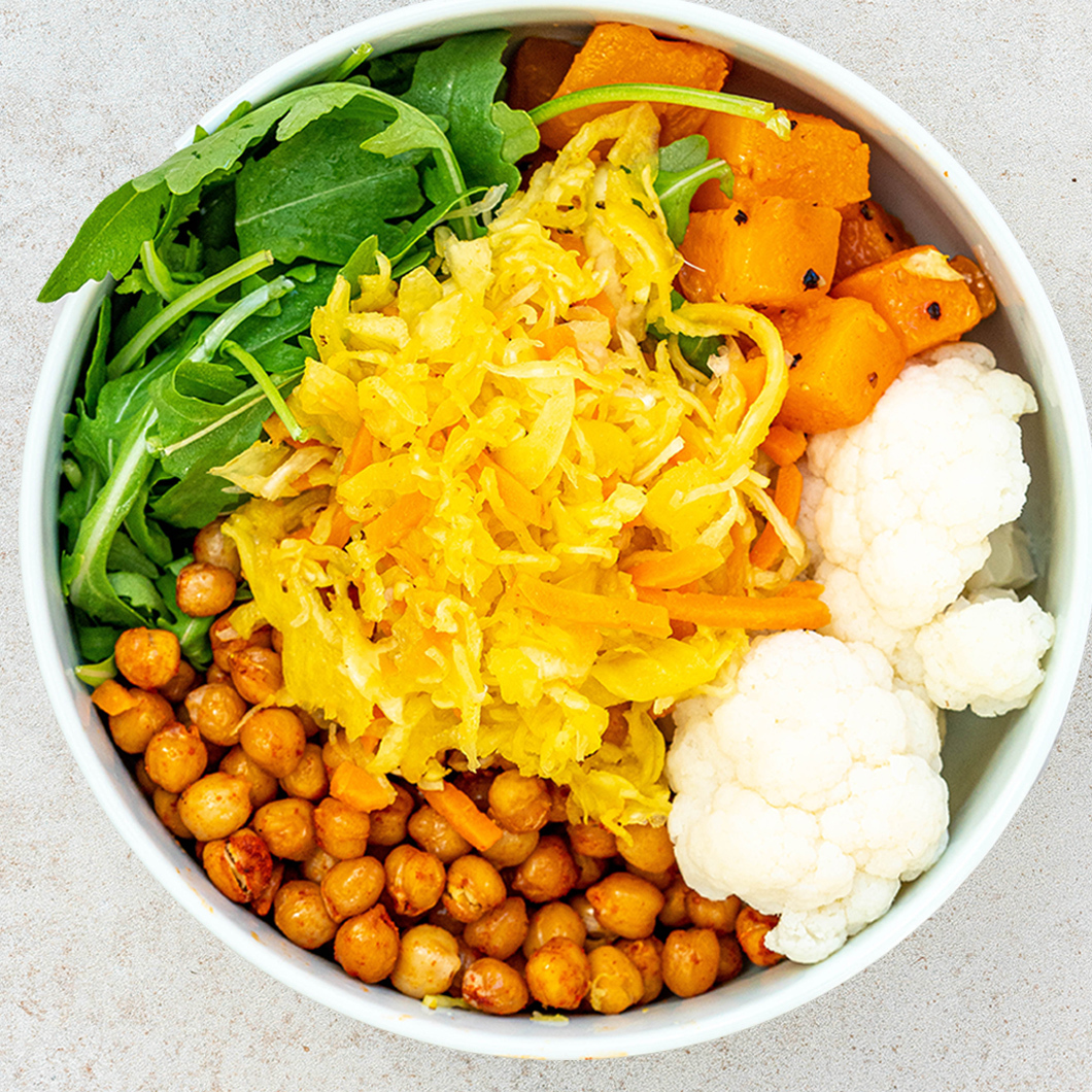 Simple Vegan Chickpea, Cauliflower and Pumpkin Bowl