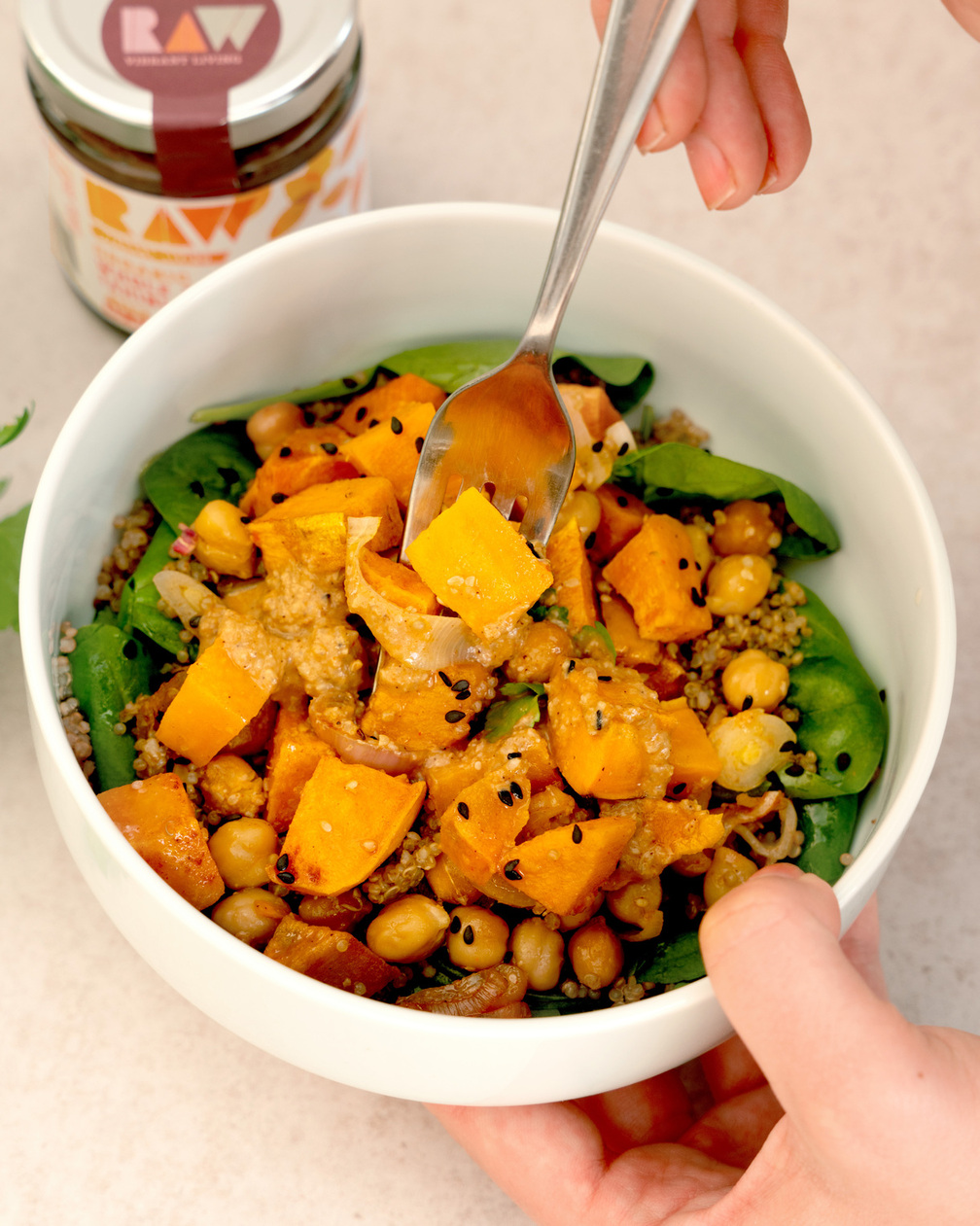 CHICKPEA SWEET POTATO BUDDHA BOWL WITH TAHINI DRESSING | Raw Vibrant Living