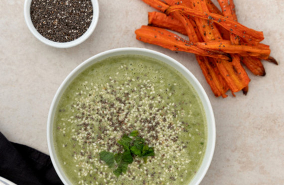 Spring Greens Soup with Baked Carrot Fries image
