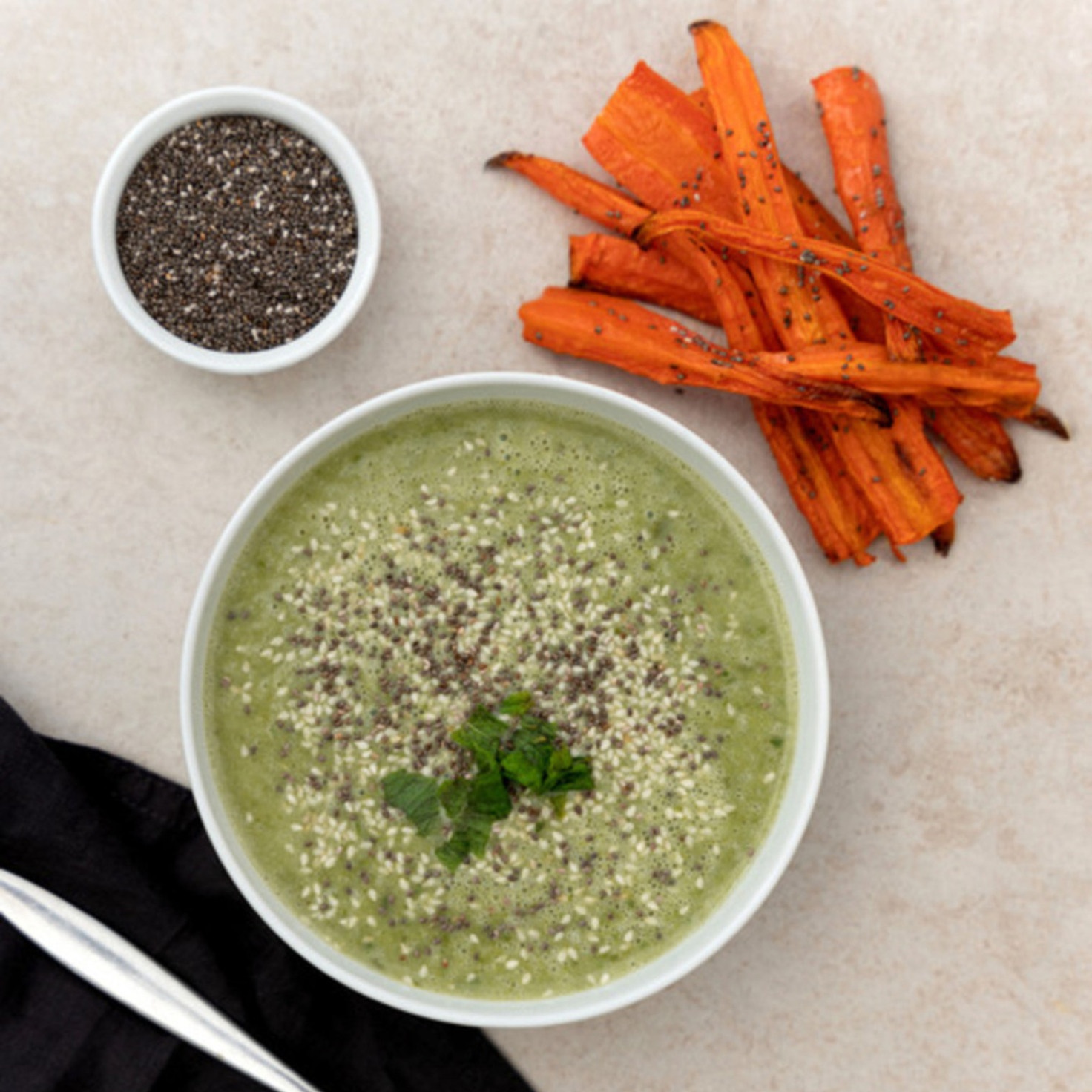 Spring Greens Soup with Baked Carrot Fries | Raw Vibrant Living