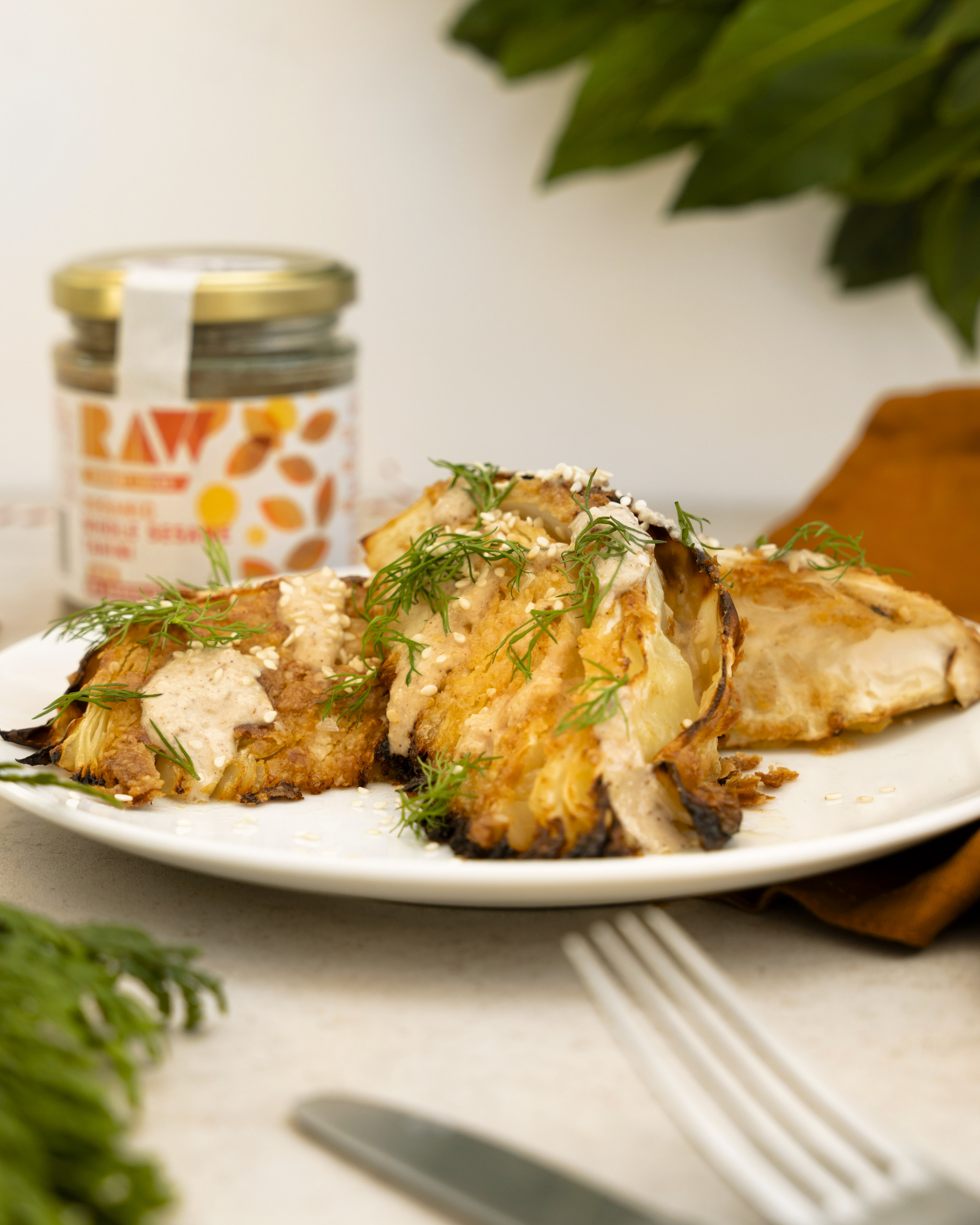 Roasted Cabbage with Tahini Lemon Sauce | Raw Vibrant Living