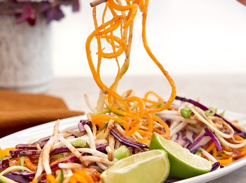 Veggie Noodles with Spicy Almond Sauce image