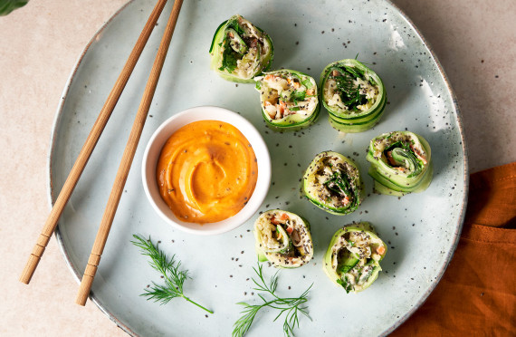 Spicy Sauerkraut Cucumber Wrapped Sushi – great for the gut! image